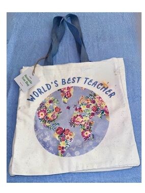 Canvas nwt World's Best Teacher Tote Bag floral